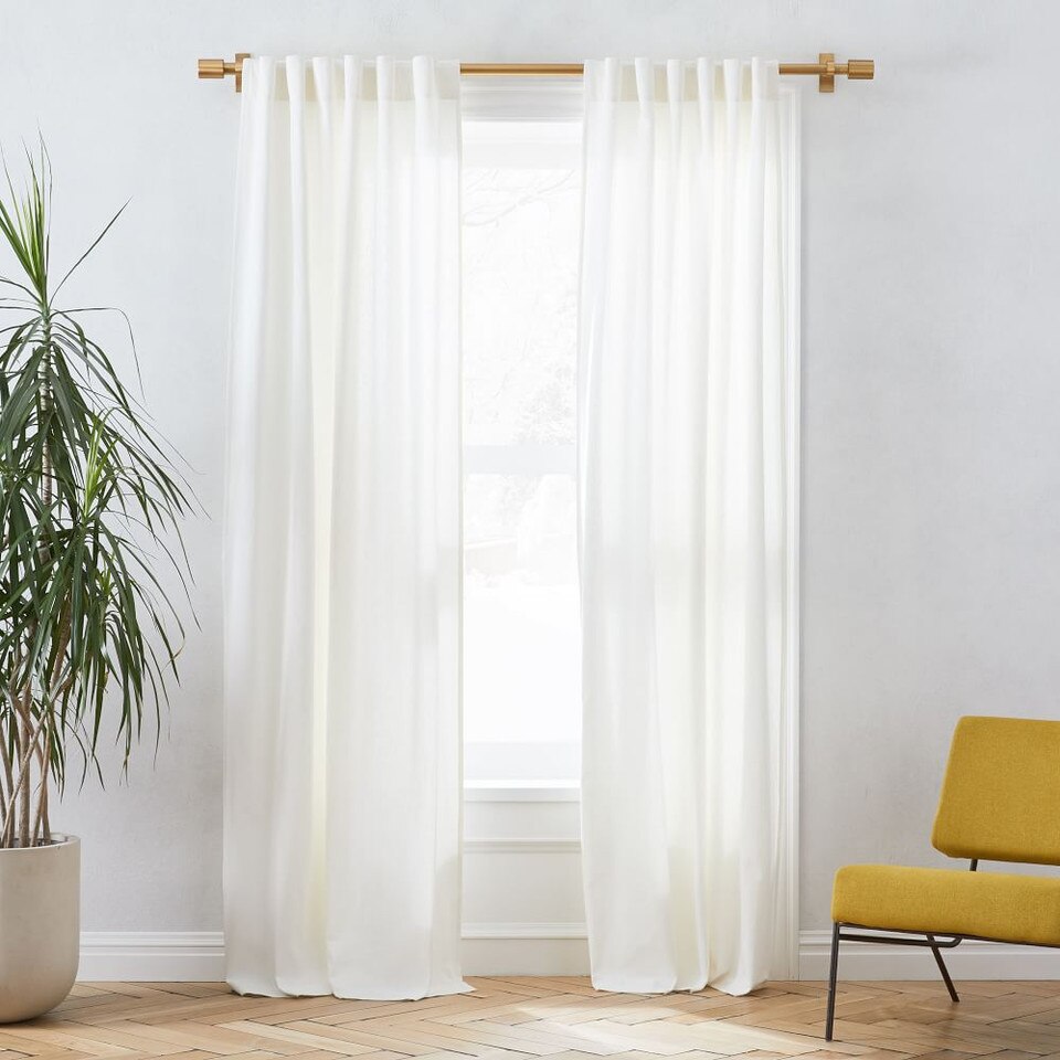 Linen Cotton Blackout Curtain - Stone White | west elm United Kingdom